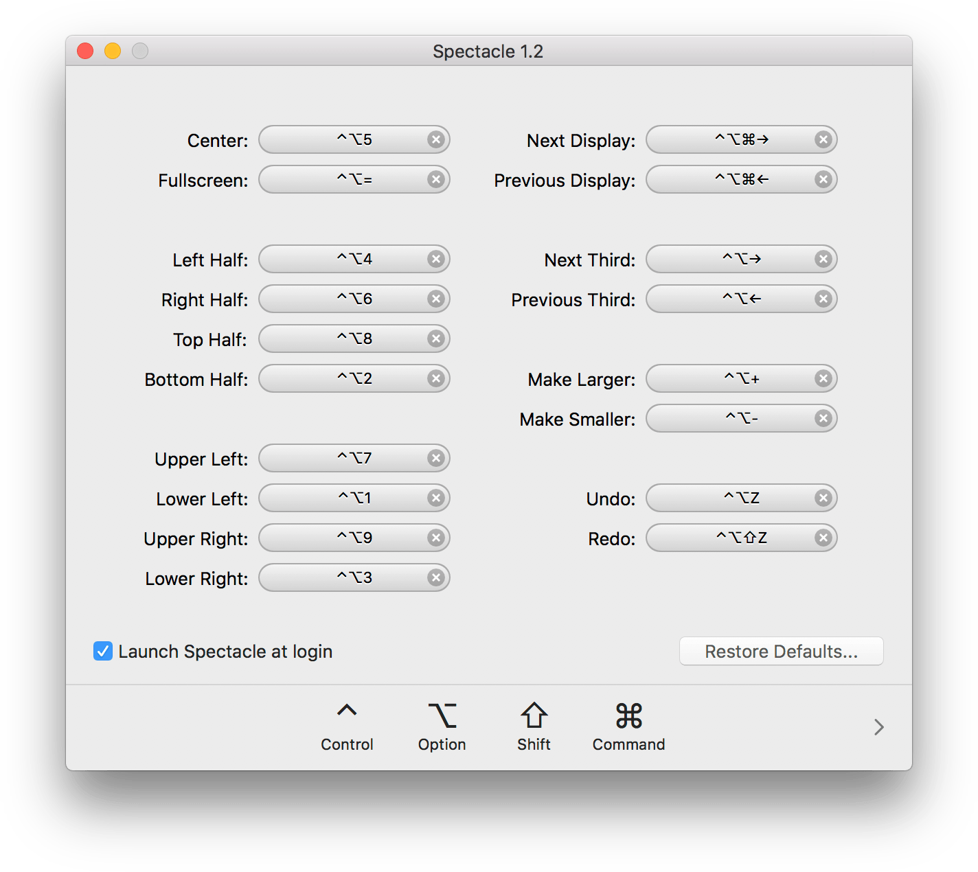Spectacle Settings